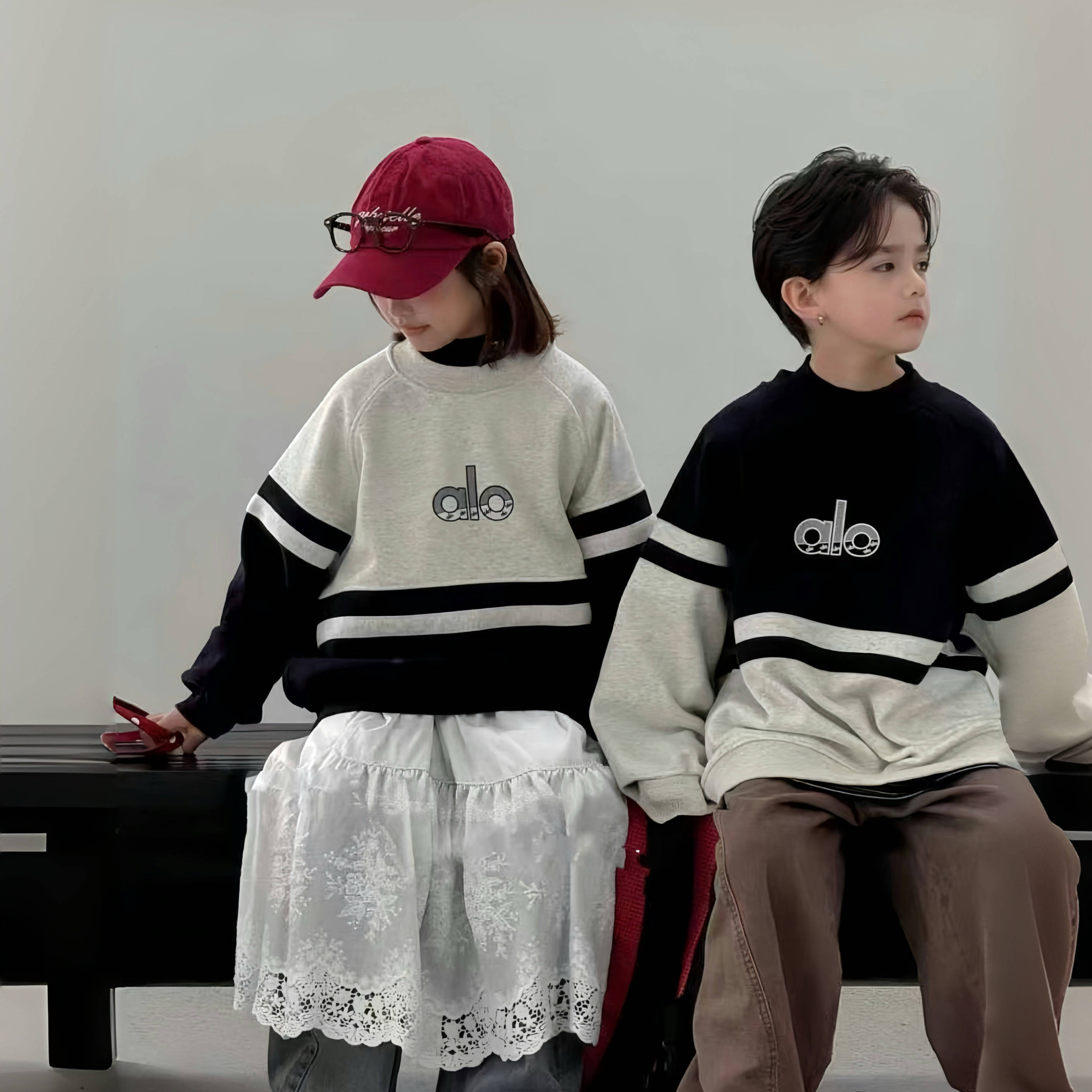 2025设计师款冬季加绒套头卫衣冬装中大童潮流休闲宽松