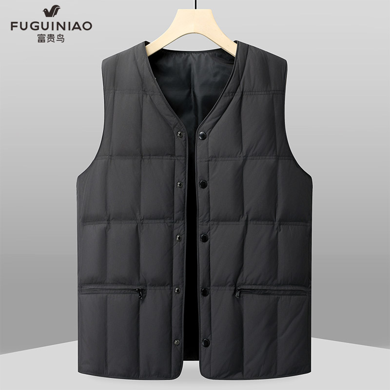 富贵鸟2025男士羽绒马甲秋冬季新款V领内搭内胆6107