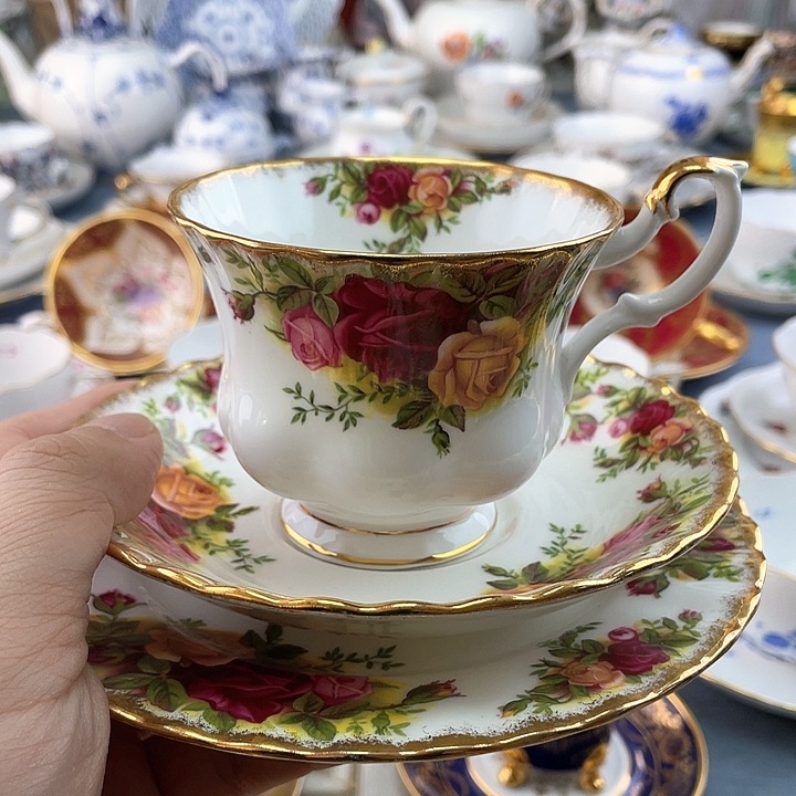 中古欧瓷咖啡杯小房子