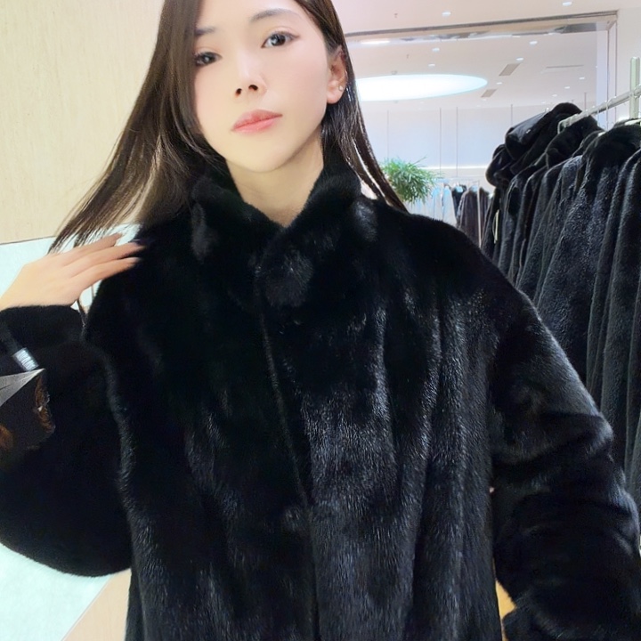 水貂皮70长立领黑色