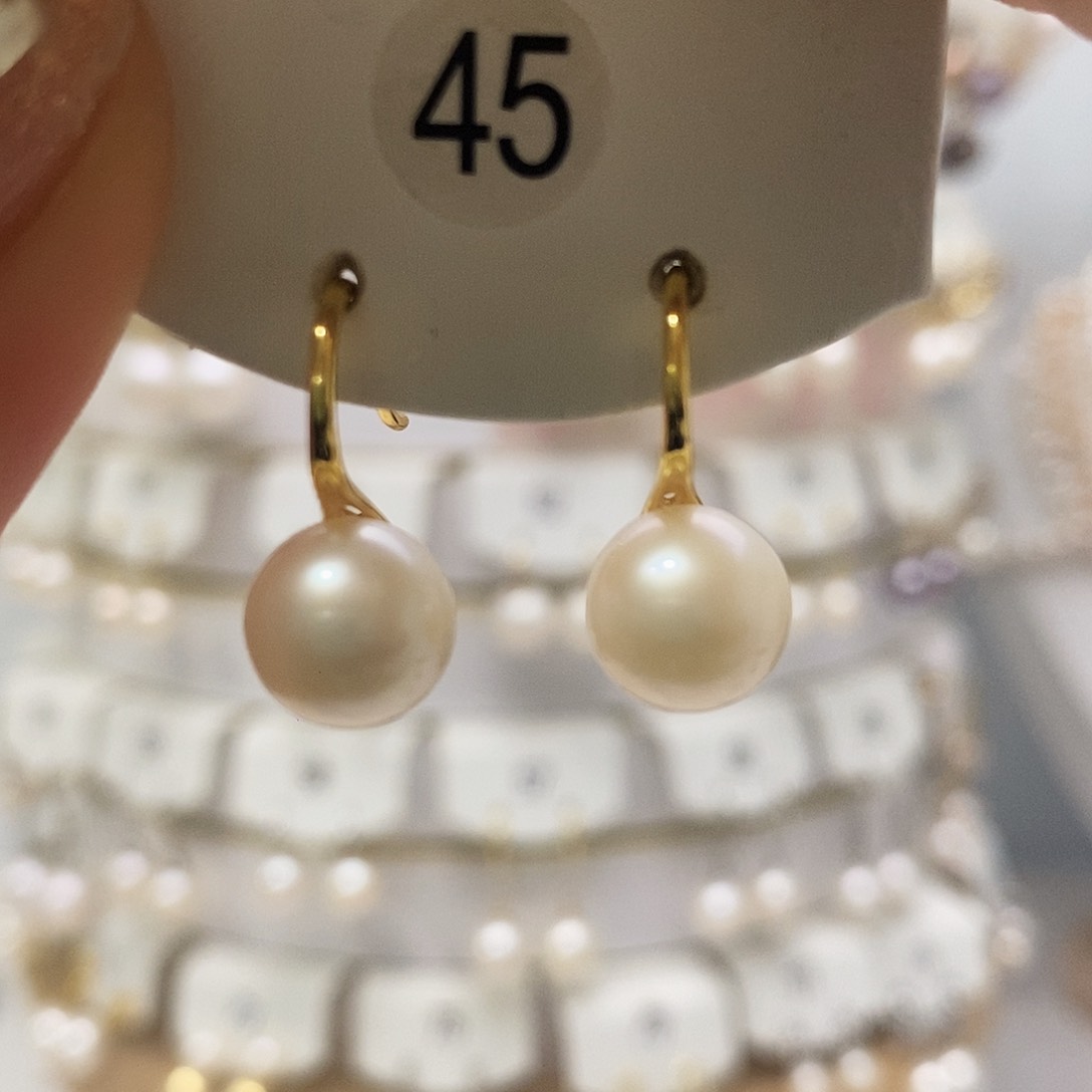 淡水珍珠耳饰银S925镶嵌