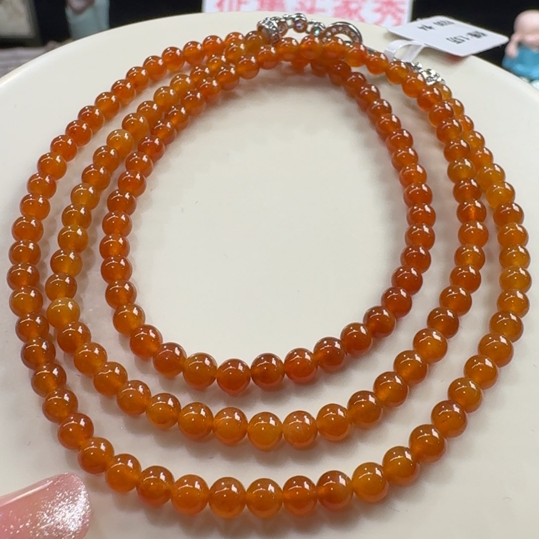 未镶嵌手链翡翠高冰满橘红色项链卡4 天然！
