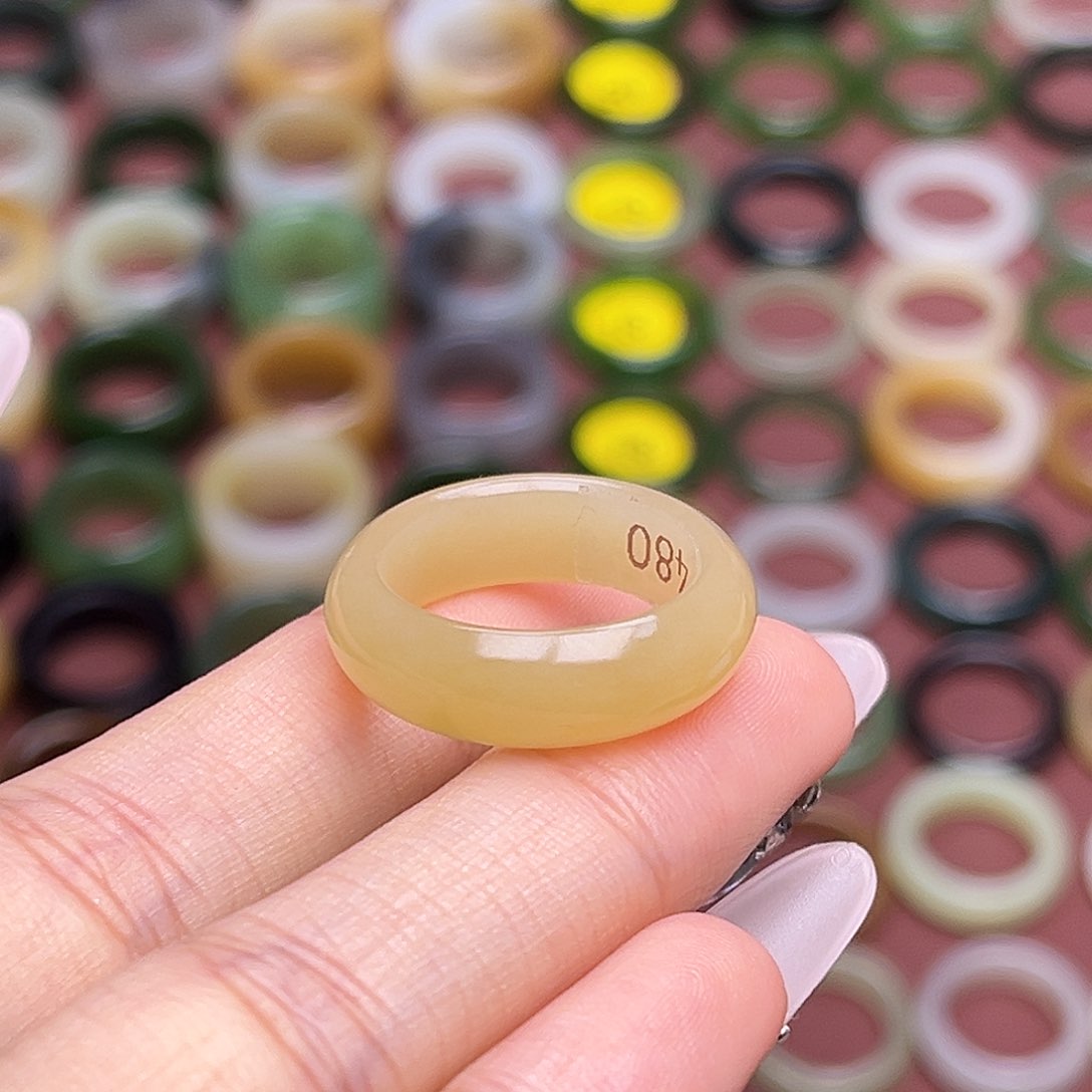 和田玉未镶嵌戒指17.3内径15圈蜂蜜水