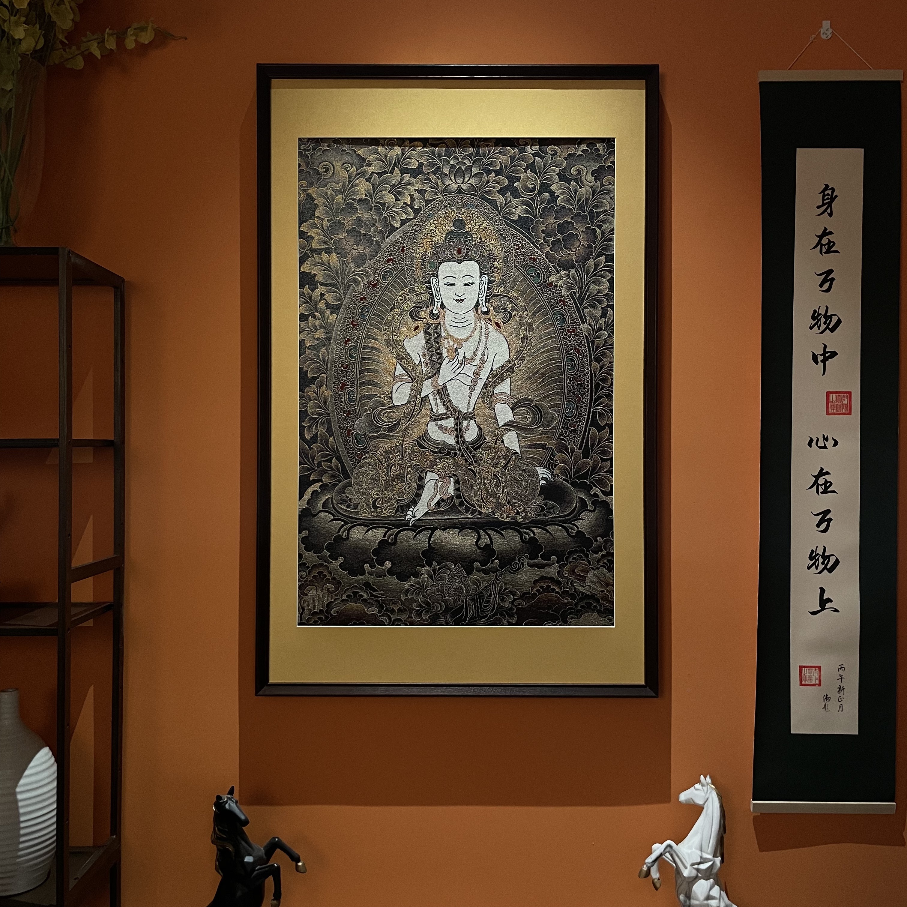 刺绣【大势至菩萨】马守护装饰画办公室玄关茶室书房背景墙走廊挂画