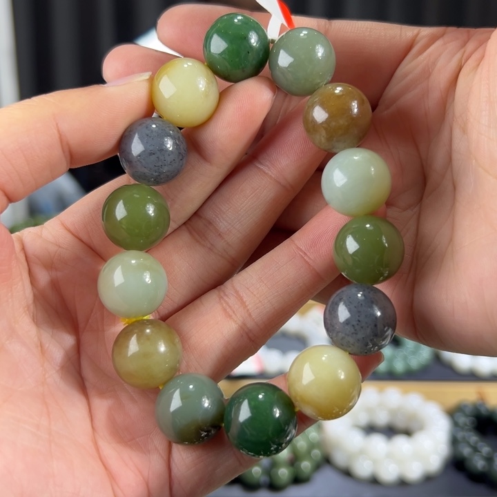 和田玉手串未镶嵌和田玉多宝卡16圆珠