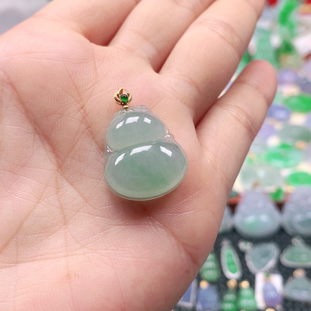 翡翠18K金镶嵌吊坠(不含链)