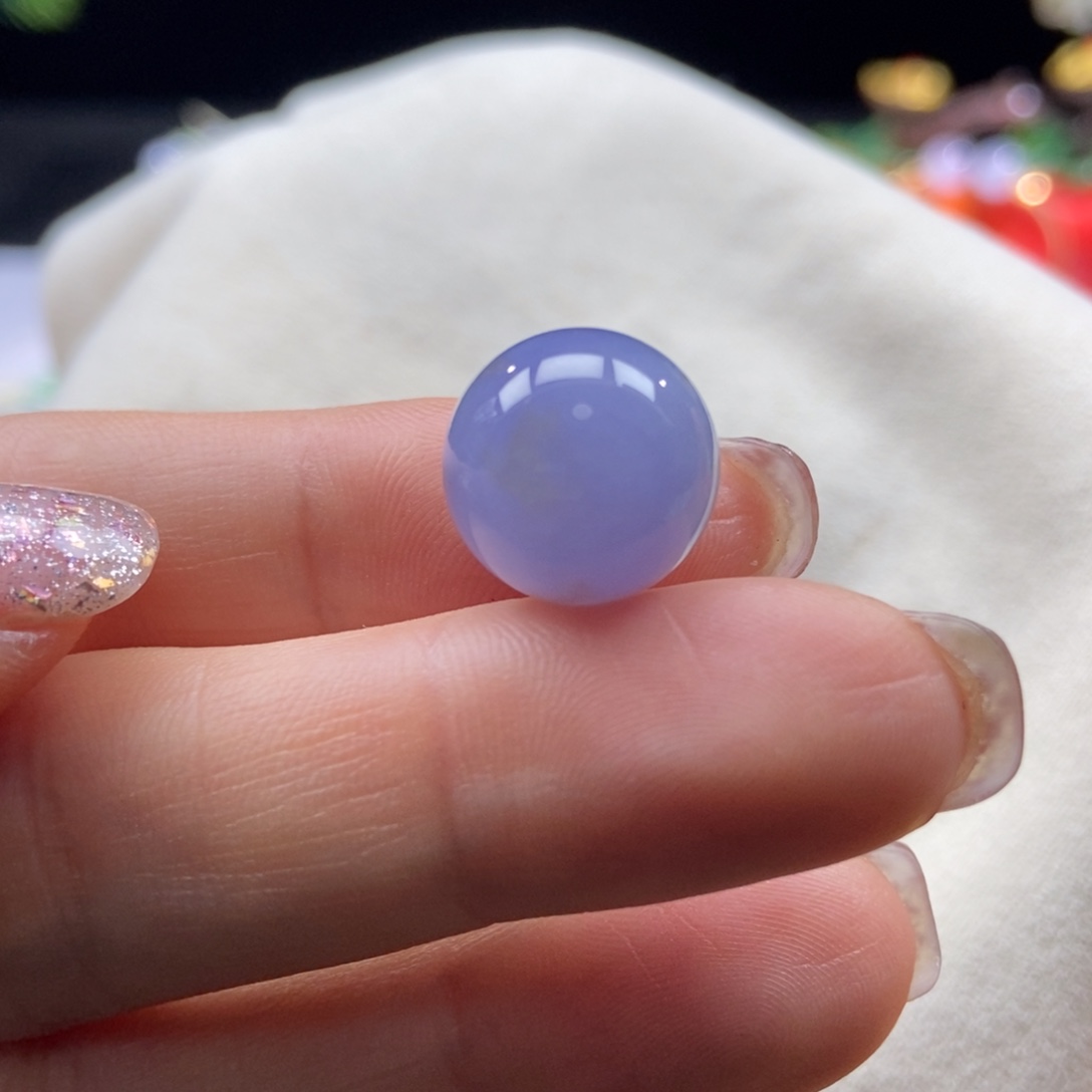 翡翠颈饰未镶嵌蓝紫圆珠13.7mm