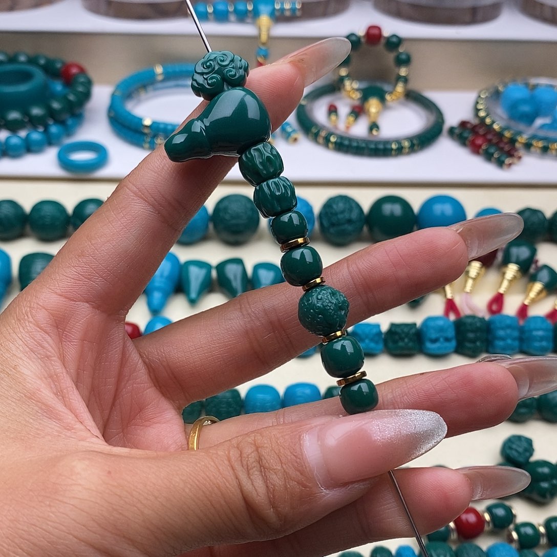 知****DIY琉璃绿色老邢7一对 8一对10龙珠8百香一对三通12背云