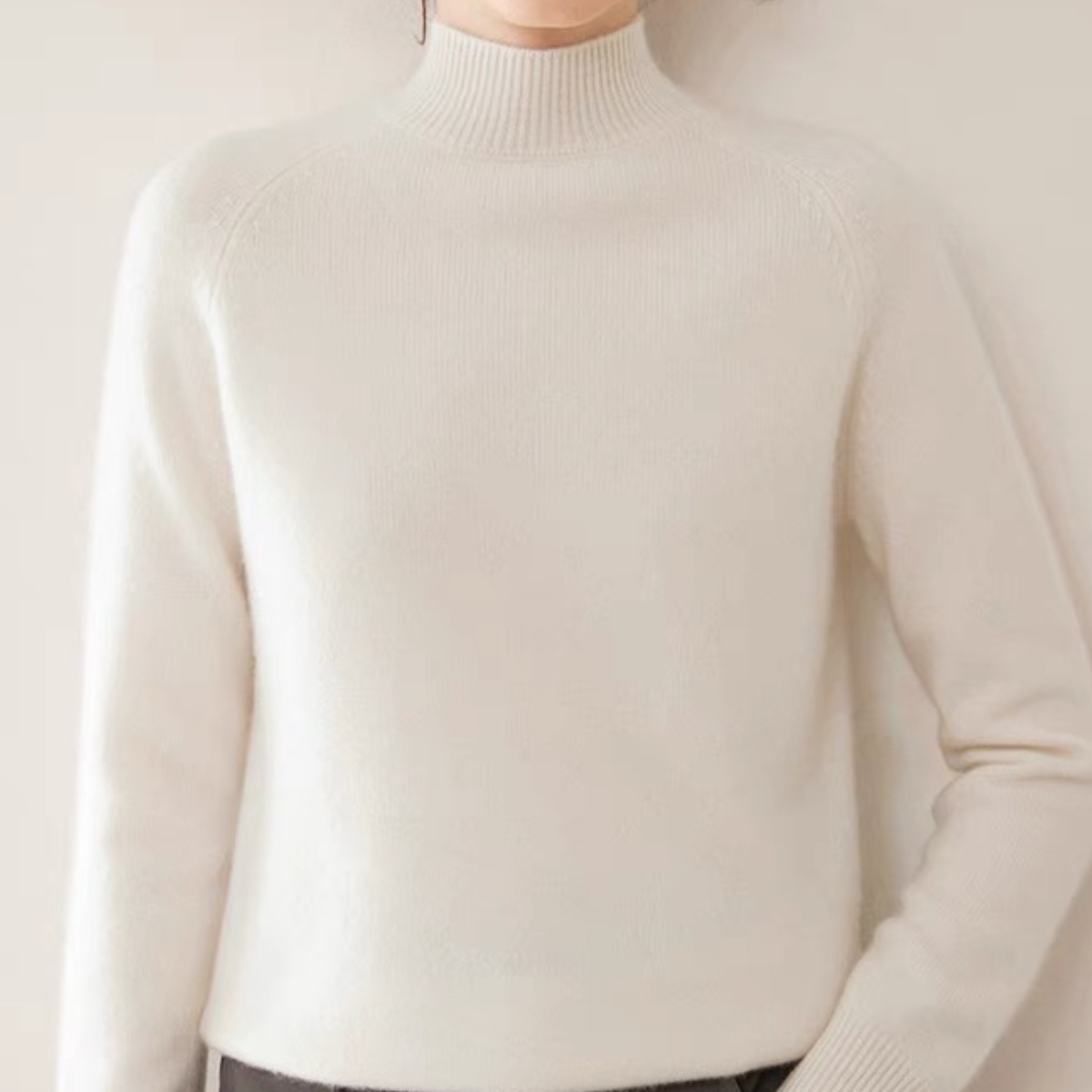 涵玖玥【100羊毛】马鞍肩气质云朵感气质长袖上衣07