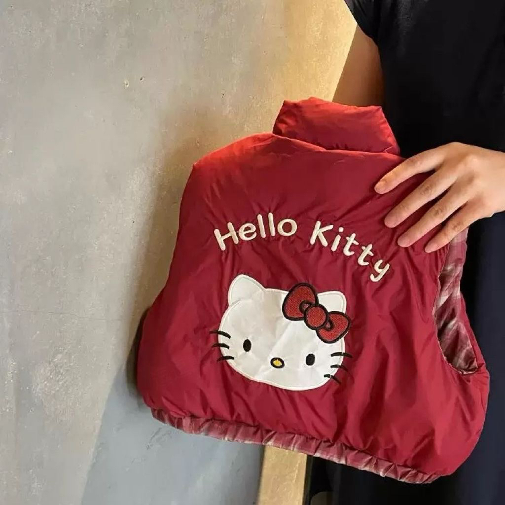 女童棉衣冬装2025新款女孩洋气可爱卡通kt猫立领马甲宝宝保暖外套