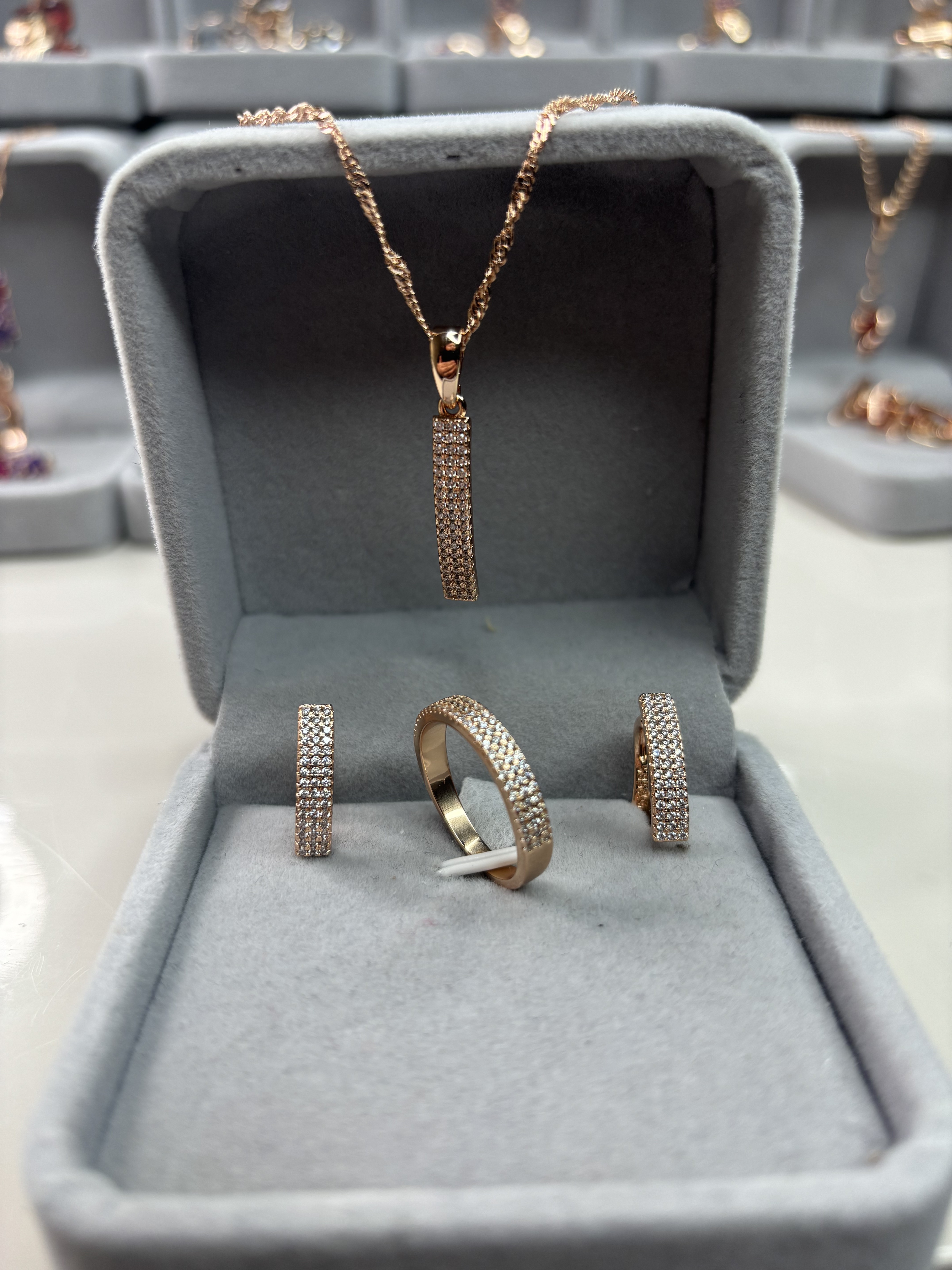 铜合金锆石项链 镀俄罗斯紫金首饰套装256锁骨链