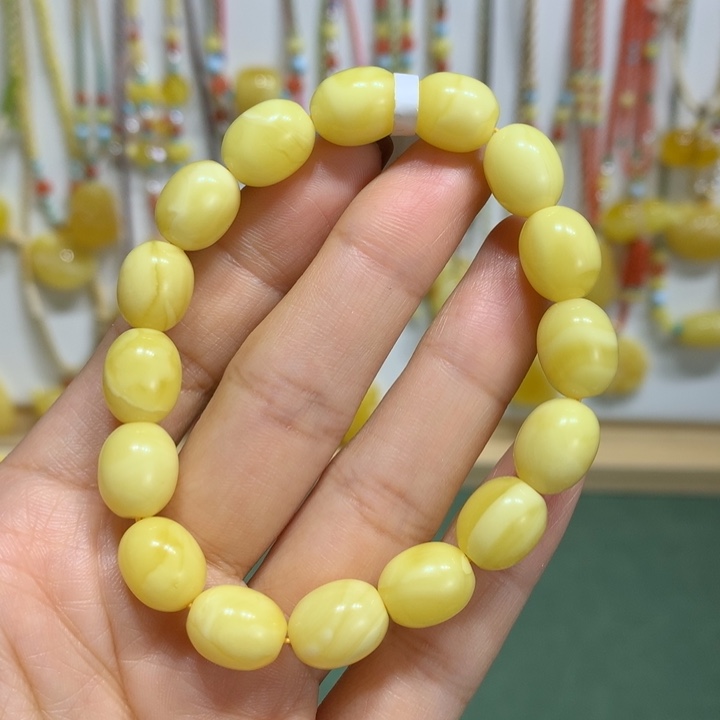 蜜蜡手链未镶嵌9.8mm尺寸