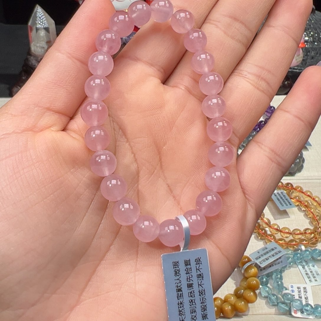 水晶手串未镶嵌春**✨高货老矿马粉8.1mm