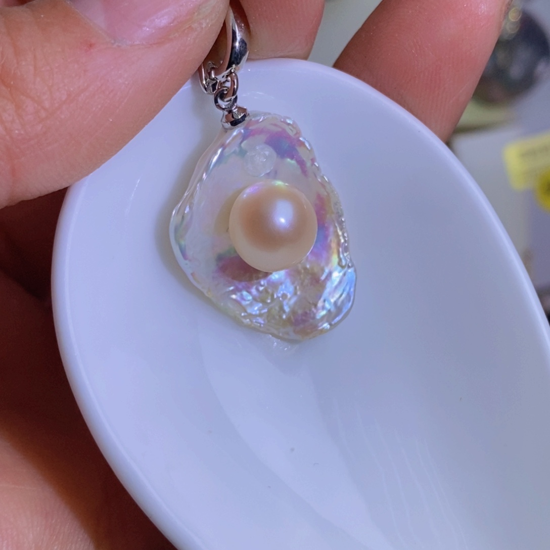 银S925镶嵌天然淡水珍珠淡水珍珠