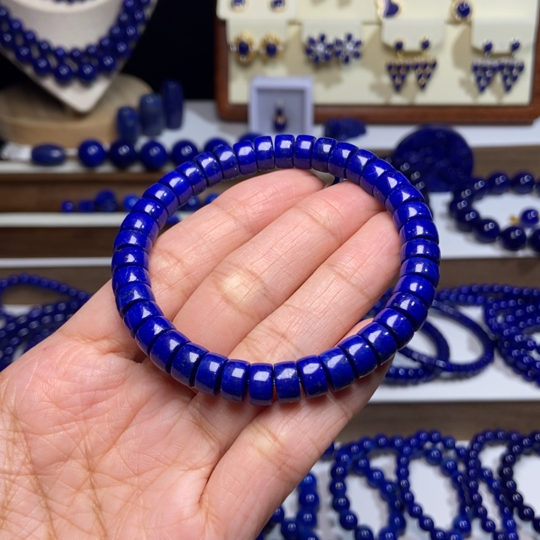 来***你青金石未镶嵌8mm精品药片手串