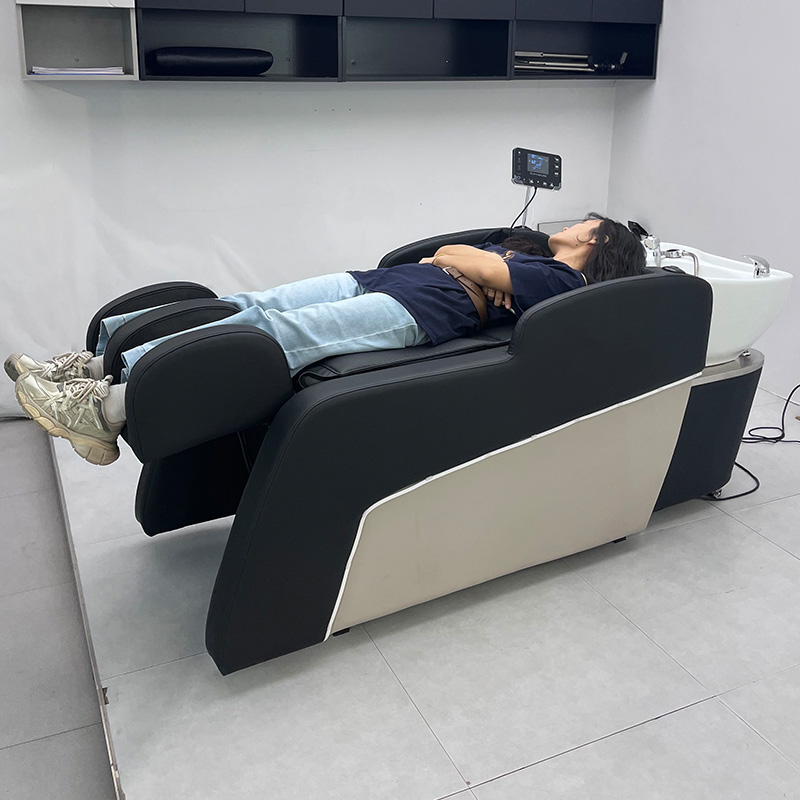 高端玉石电动按摩洗头床可移动头盆发廊专用电动洗头床按摩床