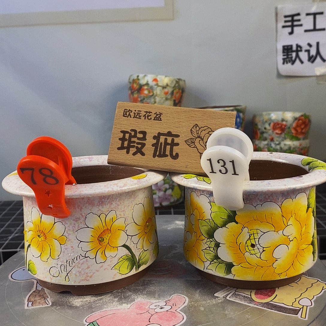 紫砂花盆红陶手绘花盆