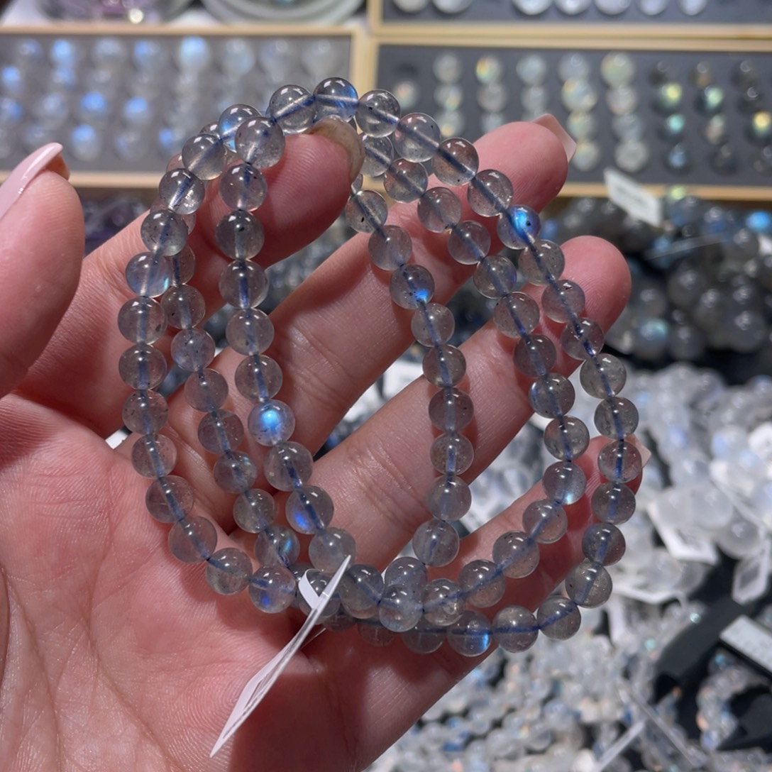 未镶嵌手链长石灰月光手链多圈6.5mm