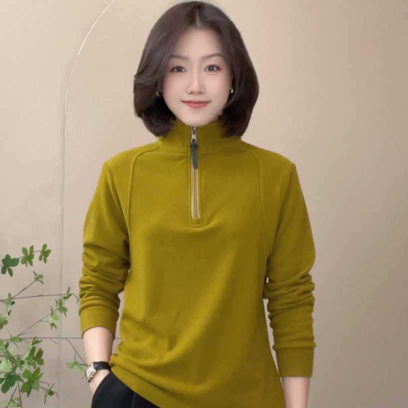 5560冬季新款保暖女士立领拉链卫衣百搭长袖小衫气质显瘦打底衫女
