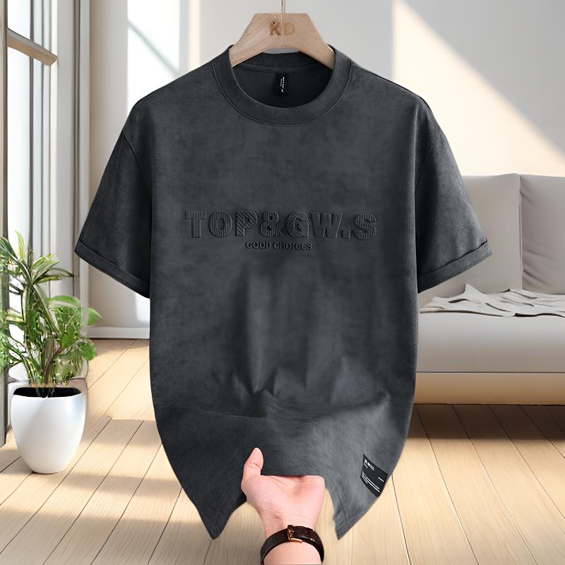 【高品质 冰棉】夏季新款宽松短袖T恤男士潮流时尚透气百搭休闲9485