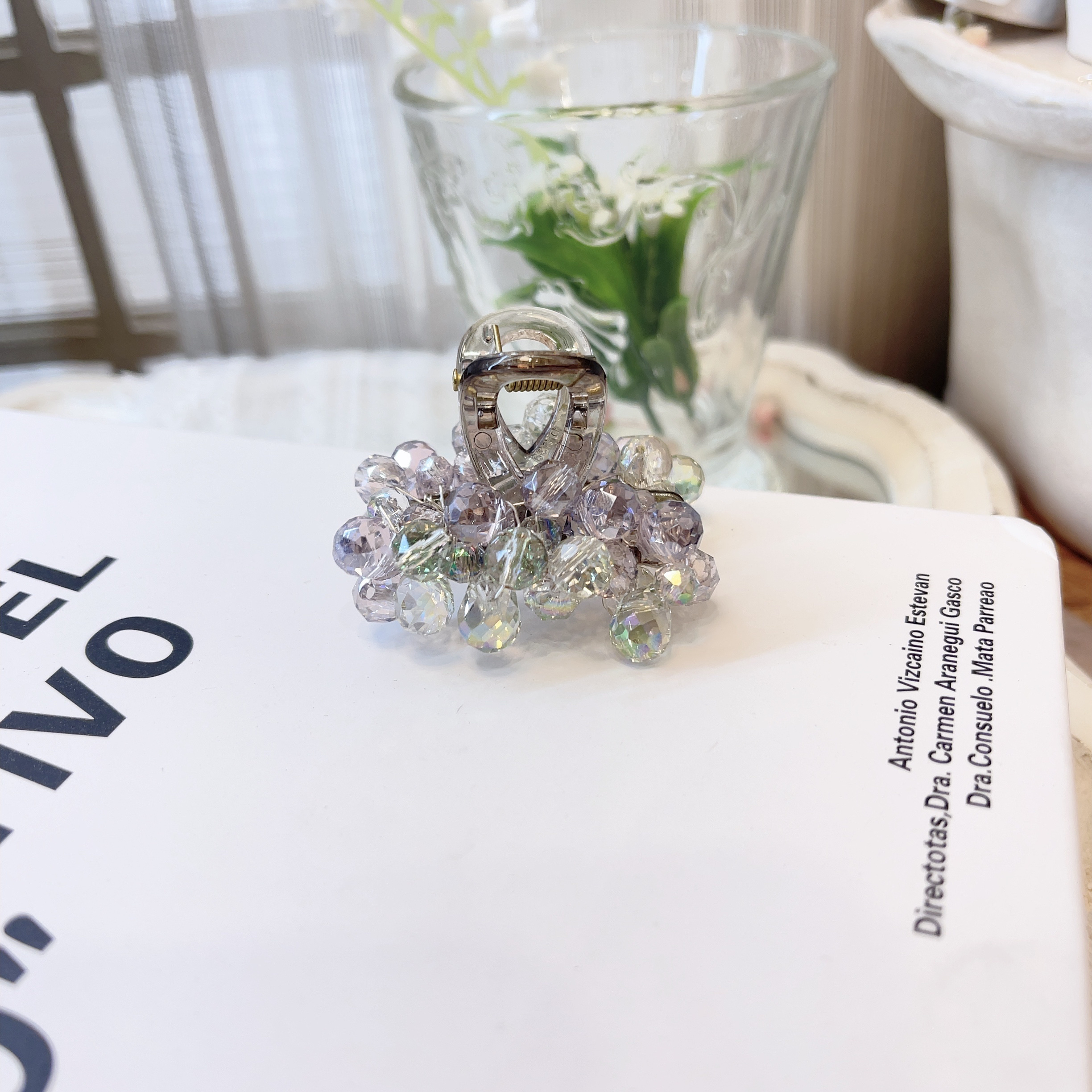 W855韩系设计浪漫春夏轻奢贵气简约串珠顶夹