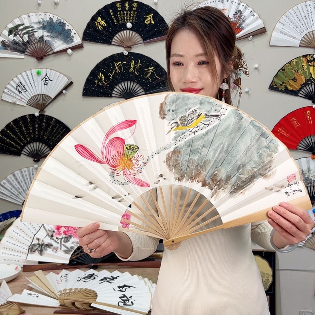 书法十寸玉竹-文玩扇-手写-粘好发出