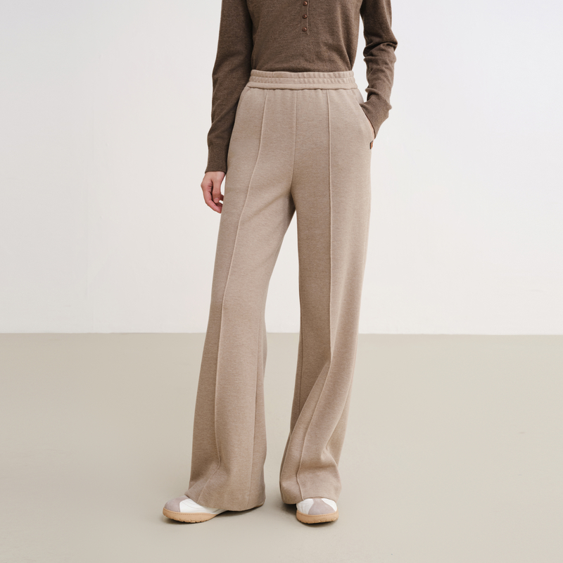 【牦牛绒】EP雅莹2025新款女装 气质松紧腰显腿长针织直筒裤6445A