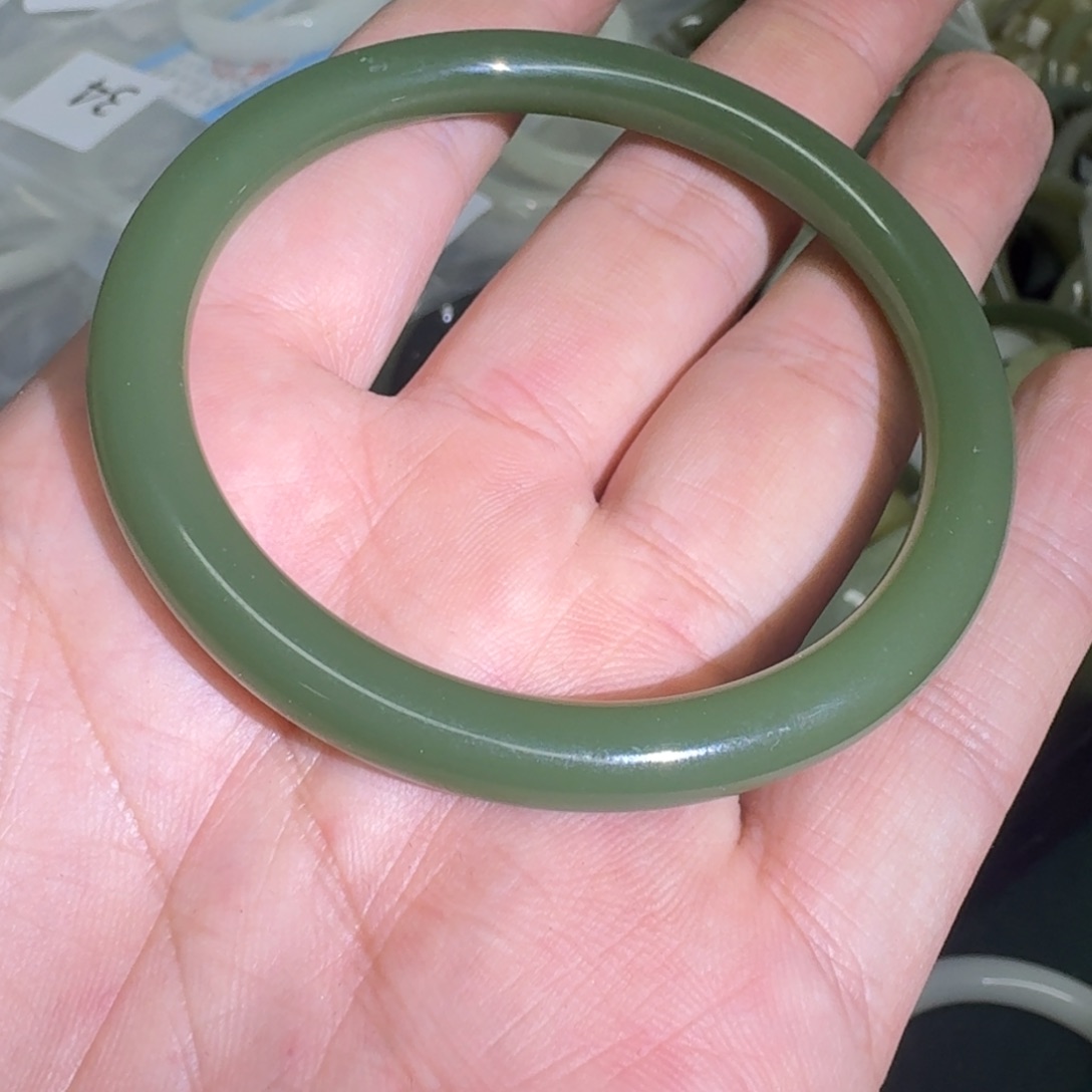 和田玉手镯未镶嵌35号手镯60圈口