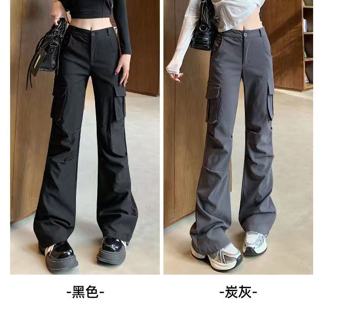 8689号2268-2#百搭休闲弹力腰工装风喇叭裤（预）