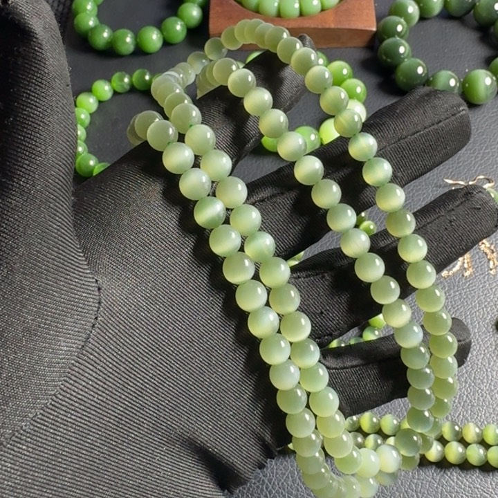 和田玉（碧玉）手串合金一**景