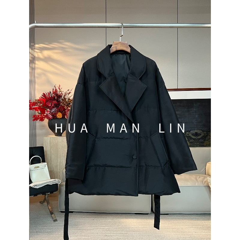 【花满林】翻领绗线桑蚕丝丝棉填充物白鹅绒羽绒服66112