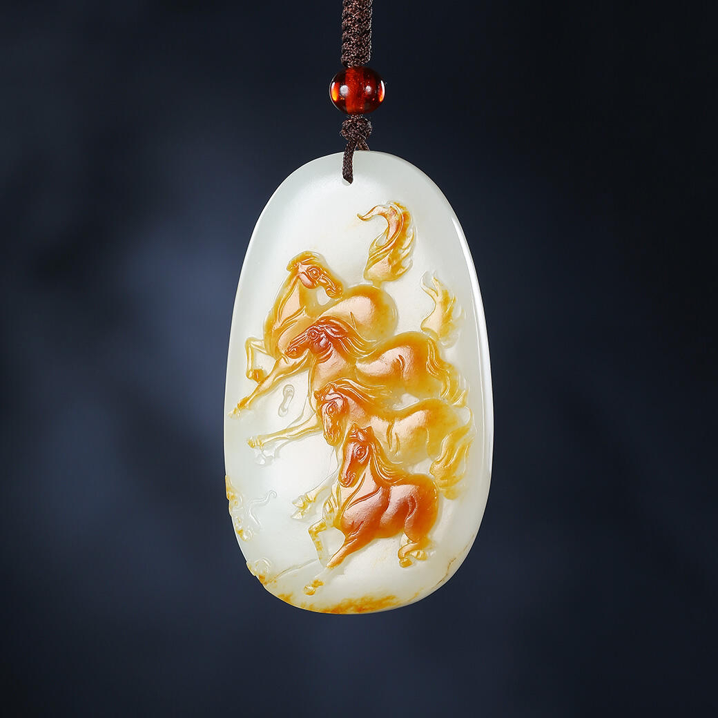 和田玉精雕生肖马女士男士新疆上等和田玉精美