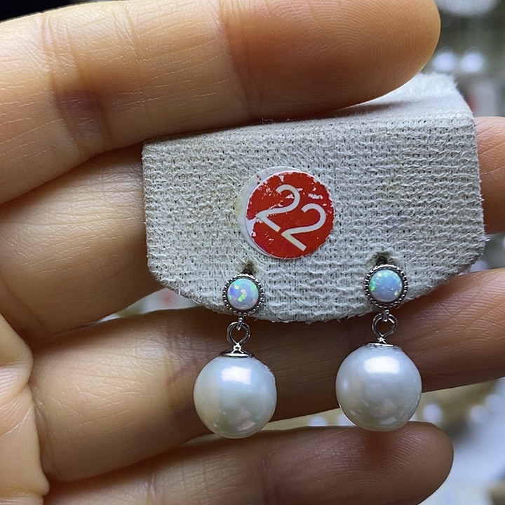 淡水珍珠耳饰银S925镶嵌