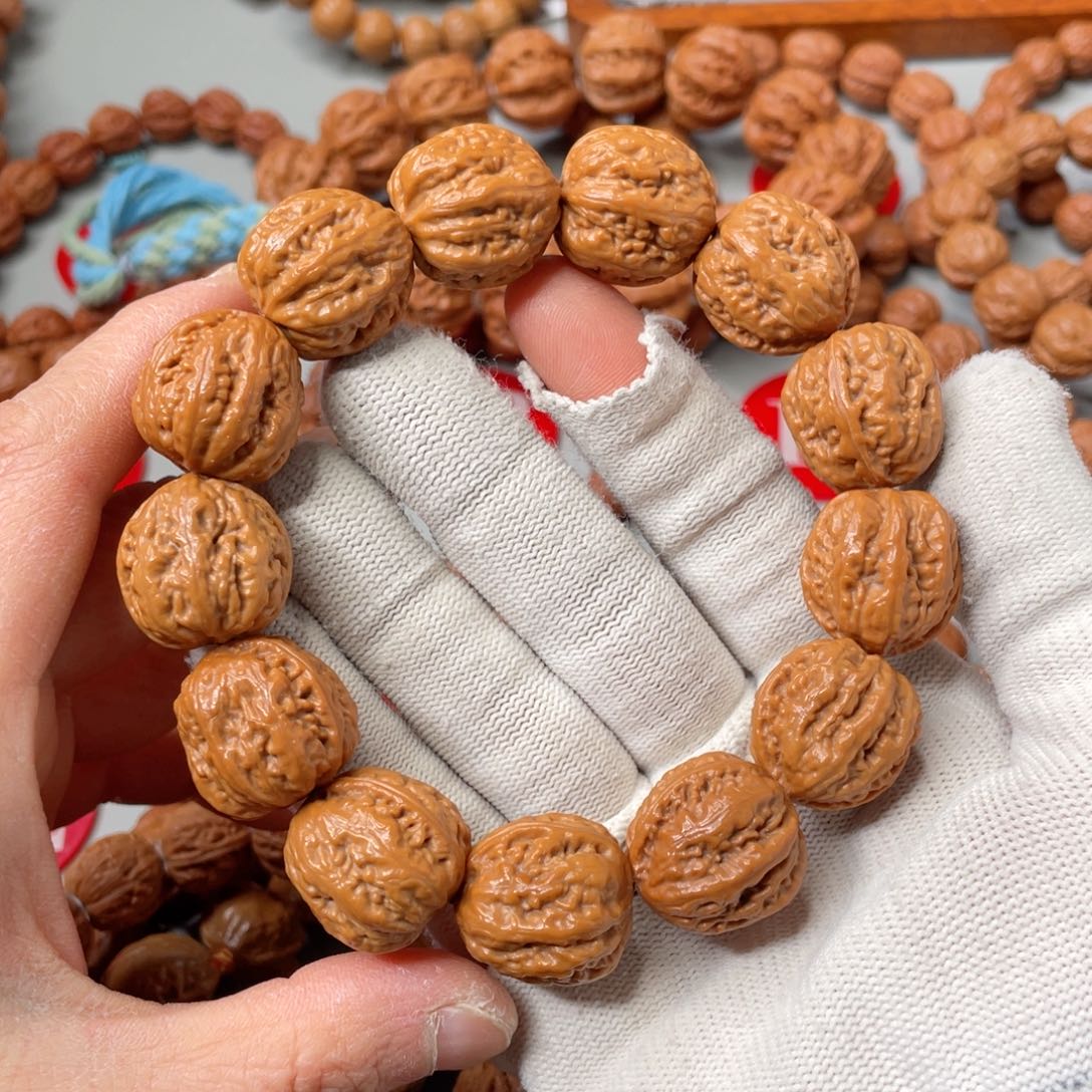 文玩核桃手串莲花底霸王筋21mm