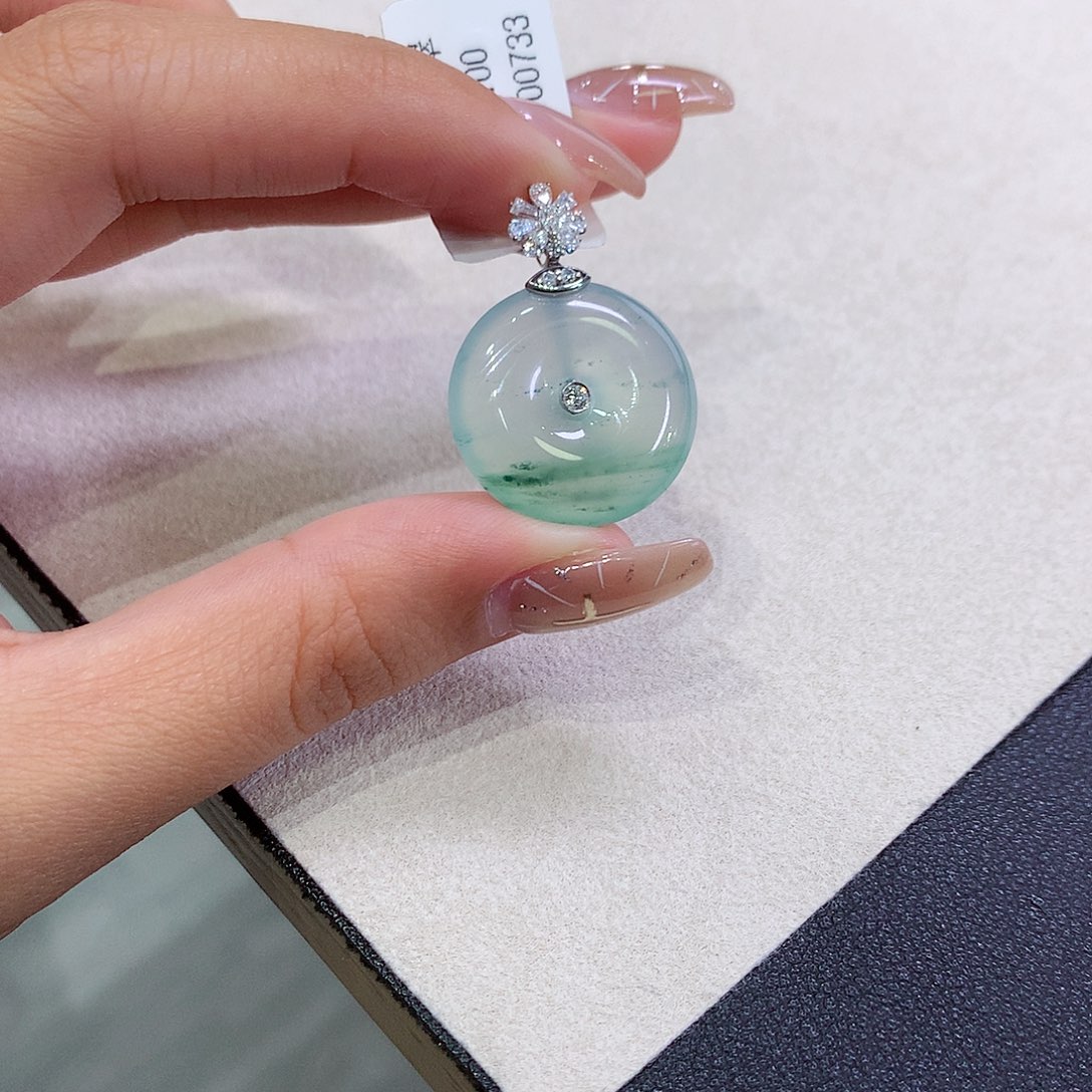 翡翠18K金镶嵌吊坠(不含链)21-5.4