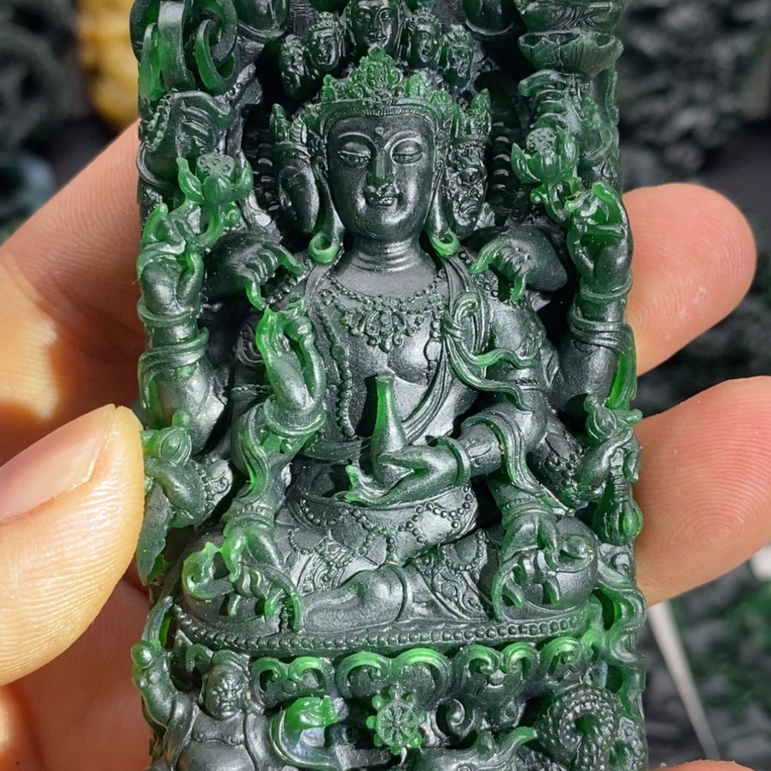 定制翡翠未镶嵌天然翡翠A货千手观音
