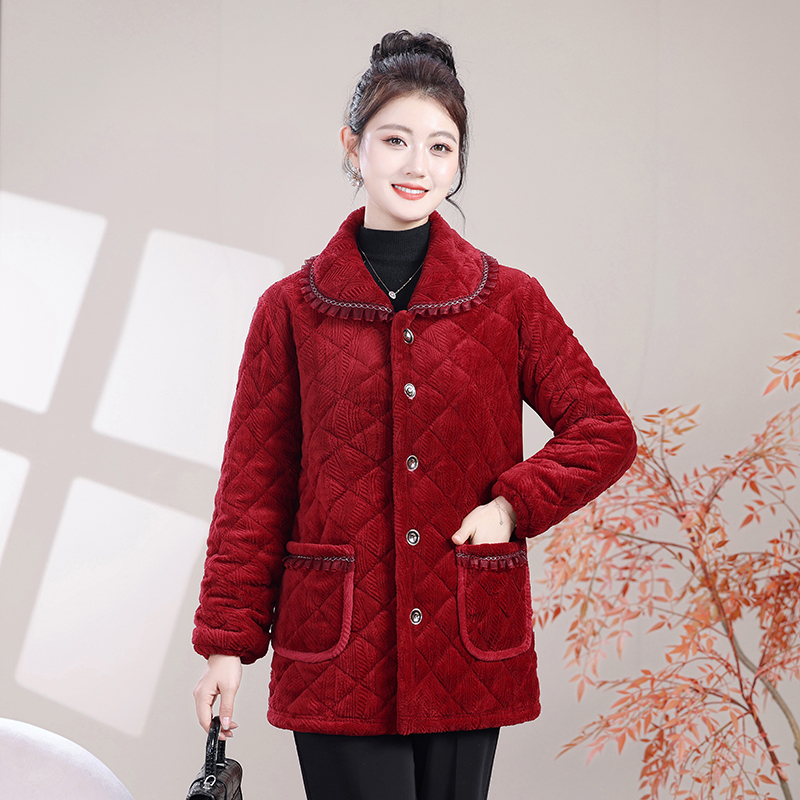 保暖短款女纯色秋冬棉衣外套新款加绒加厚洋气翻领棉袄罩衣省服