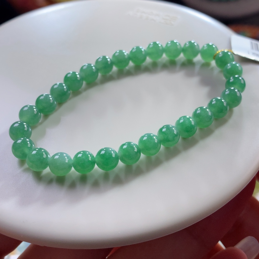 翡翠未镶嵌手链翡翠冰胶底冰绿卡6.10+