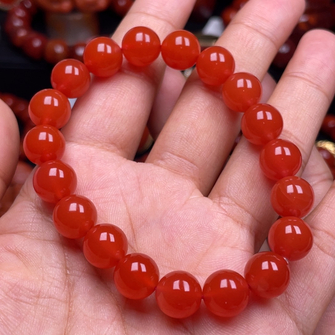 南红玛瑙珠宝奇石未镶嵌单圈10mm