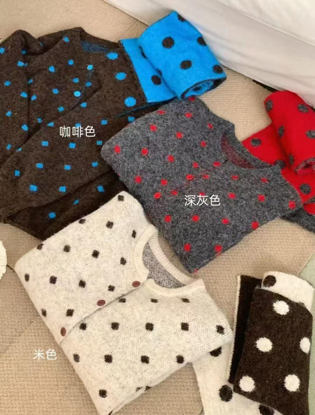 韩系慵懒风波点带围脖毛衣开衫女秋冬百搭宽松外穿针织衫外套【02】