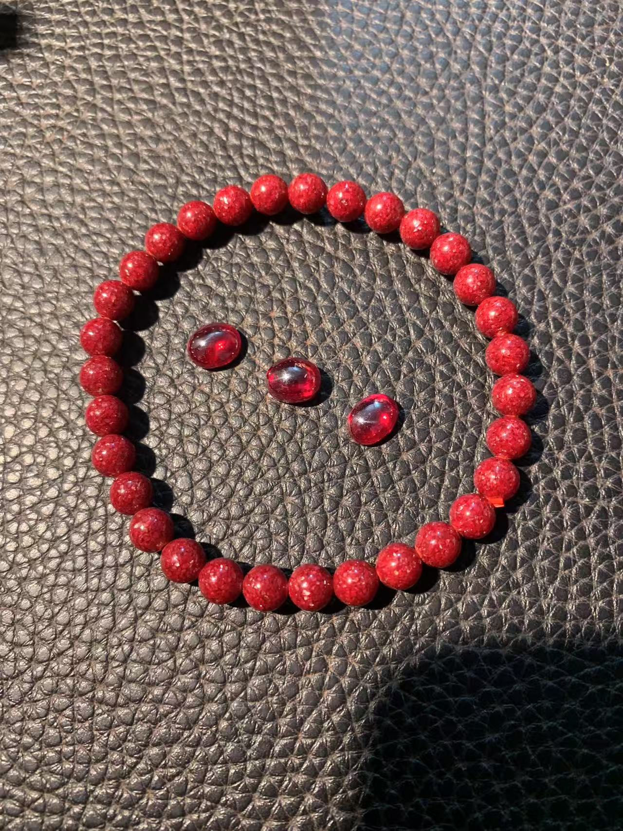 天然辰砂天然辰砂高透晶体朱砂6mm臻品收藏级手链仙女百搭款