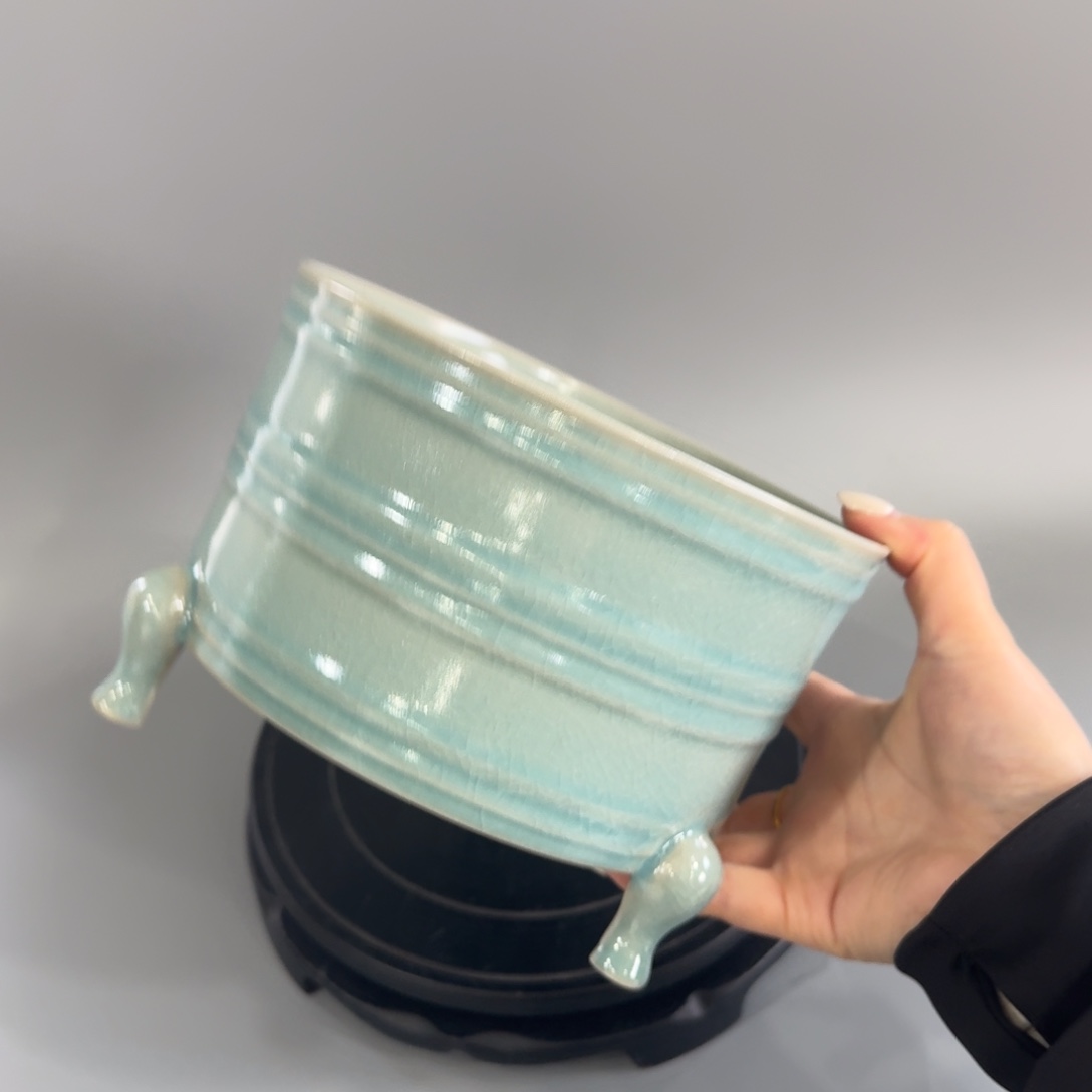 瓷18厘米弦纹樽全手工