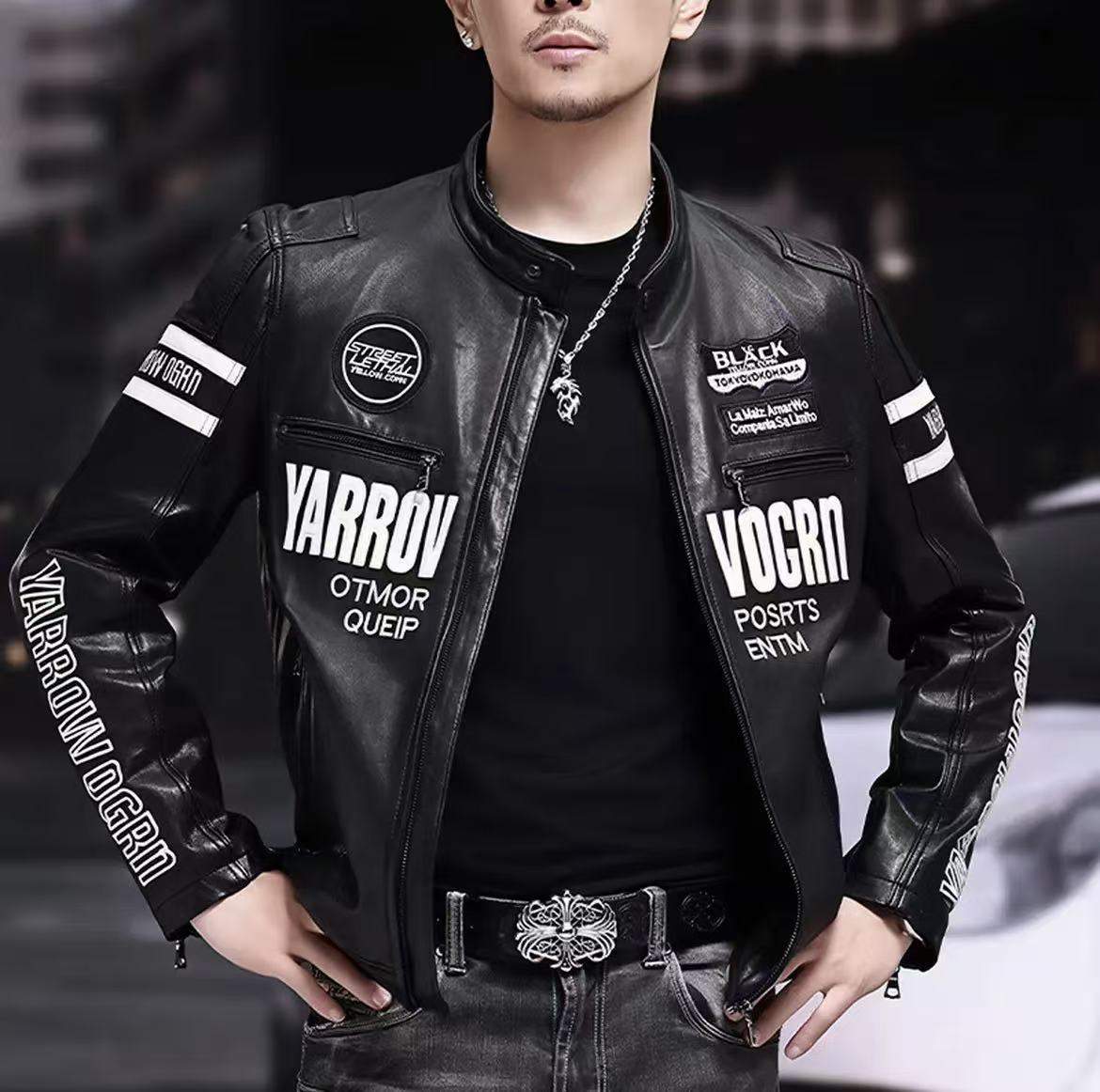 026海宁真皮皮衣男士绵羊皮机车时尚休闲夹克外套春秋冬