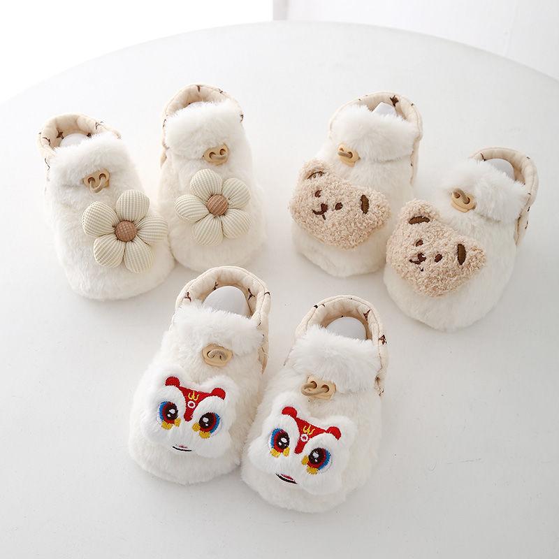 宝宝醒狮鞋袜冬加绒加厚保暖袜套可爱小龙新年仿兔毛不掉可爱袜子