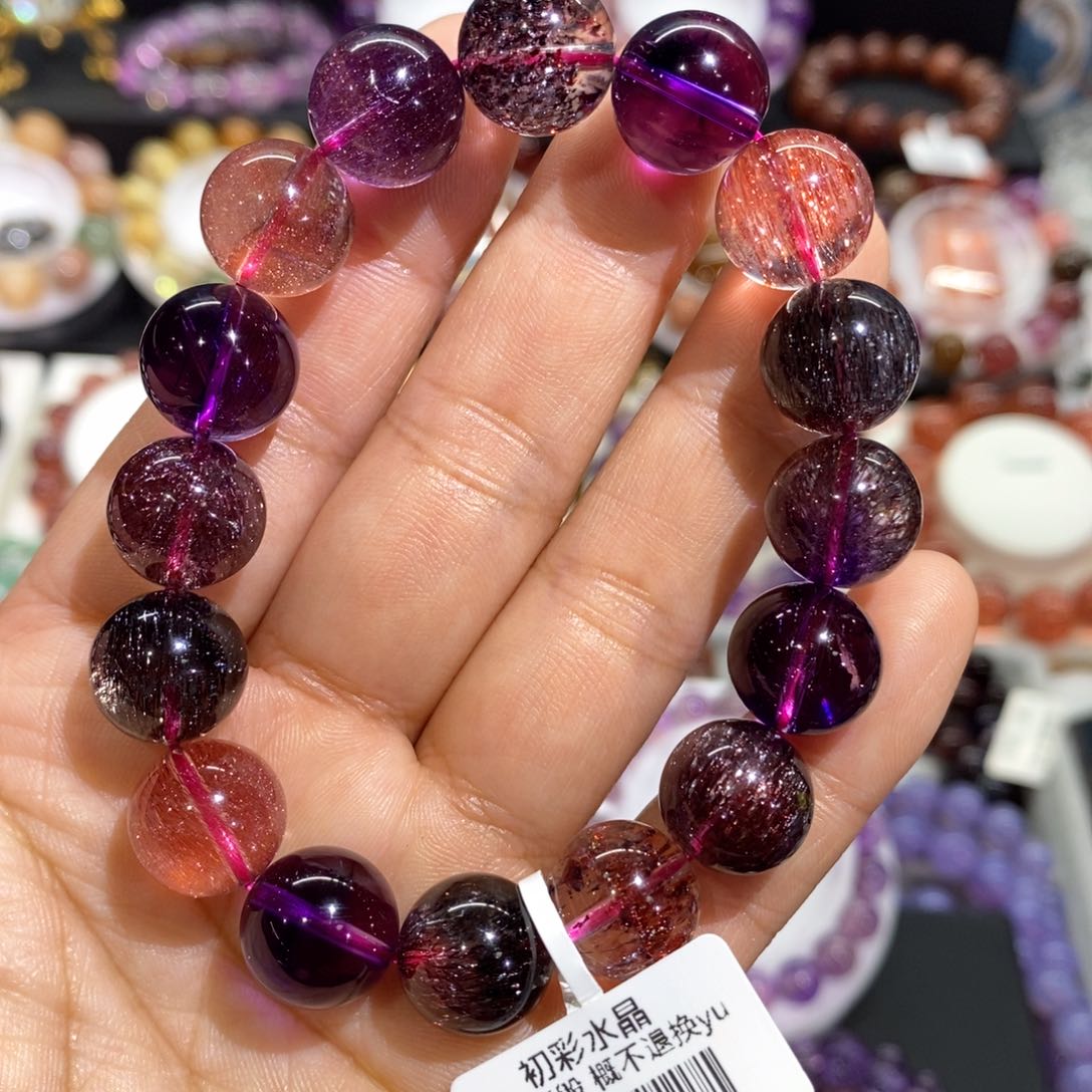 水晶手串未镶嵌老矿超七12