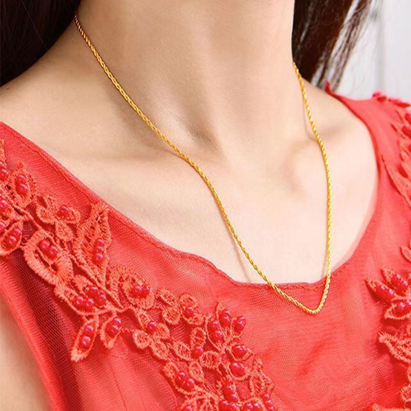 链子足银 经典时尚麻花项链