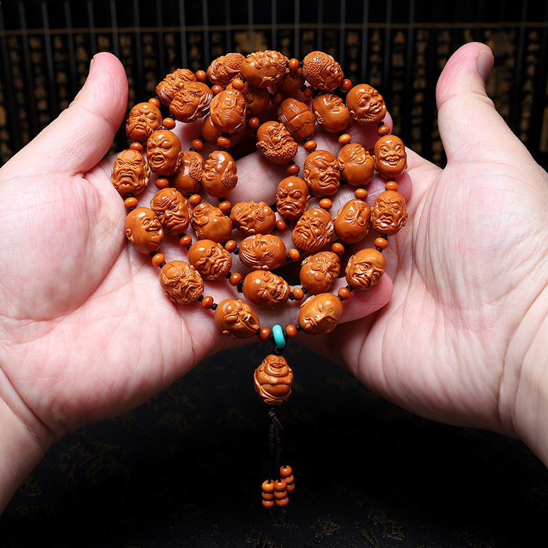 橄榄核手串14小籽三十六罗汉精品核雕文玩手把件手工雕刻手链男女