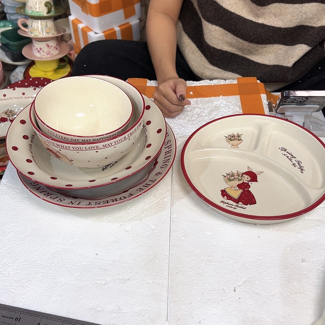 摆件潮州陶瓷工厂微瑕5件套