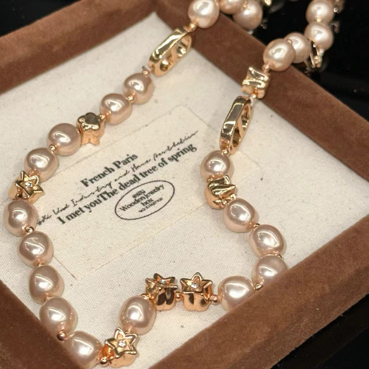 铜合金项链 猪鼻子粉色五角星项链-66944