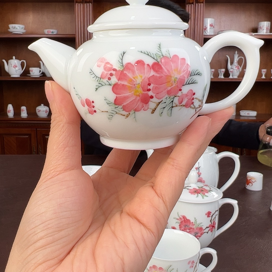 瓷釉下水点桃花壶（福利款）